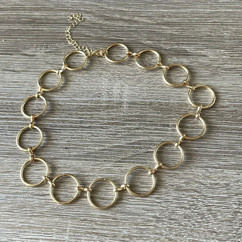 Gold Circle Link Necklace N1023